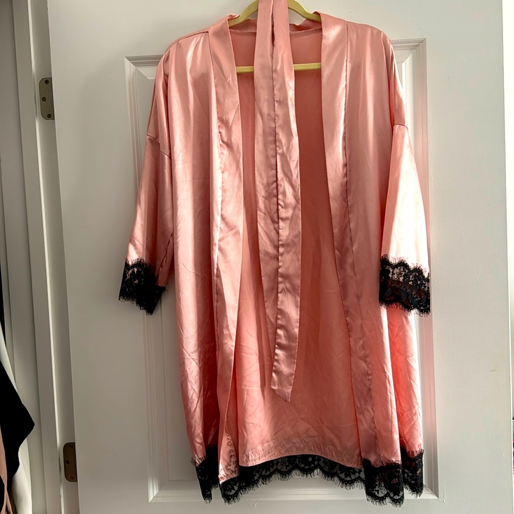 Pink Satin Robe